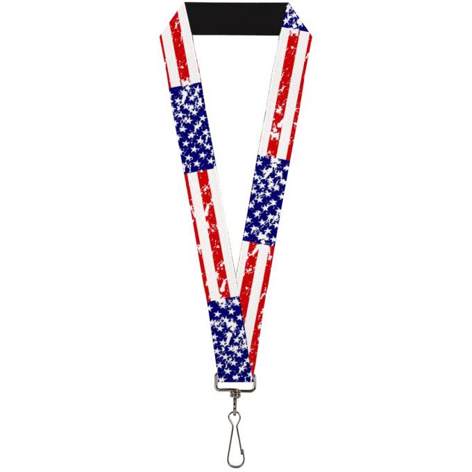 Buckle-Down Lanyard - United States Flags C/U Weathered