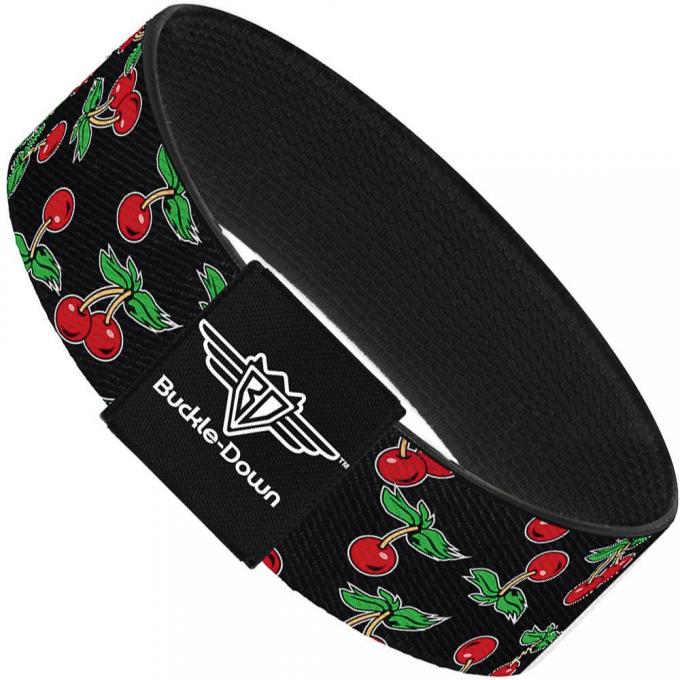 Buckle-Down Elastic Bracelet - Cherries Scattered Black