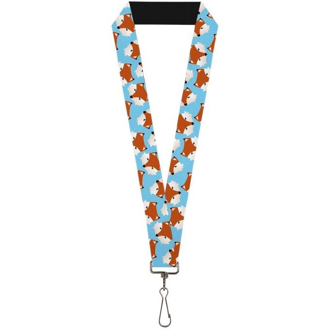Buckle-Down Lanyard - Fox Face Scattered Sky Blue