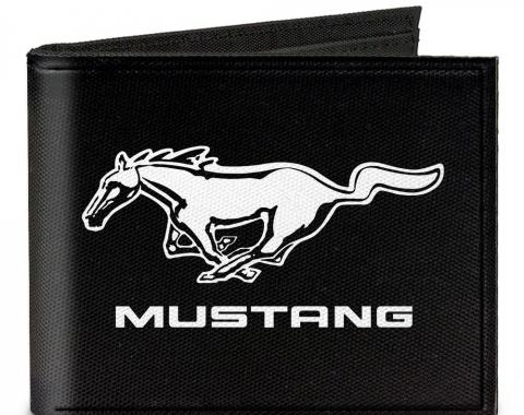 Canvas Bi-Fold Wallet - Ford Mustang Black/White Logo CENTERED
