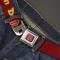 Vintage Dodge Demon Logo Full Color Burgundy/Silver/Red Seatbelt Belt - Vintage Dodge DEMON Burgundy/Yellow/Red Webbing