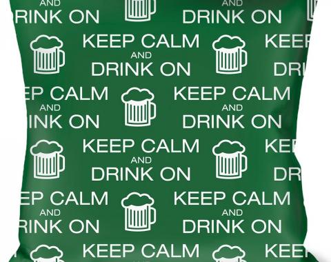 Buckle-Down Throw Pillow - KEEP CALM AND DRINK ON/Beer Green/White