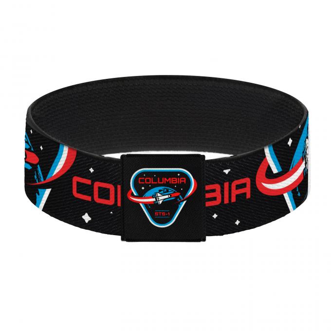 Elastic Bracelet - 1.0" - COLUMBIA STS-1 Space Shuttle Black/White/Blues/Red