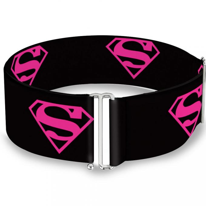 Cinch Waist Belt - Superman Shield Black/Hot Pink - ONE SIZE