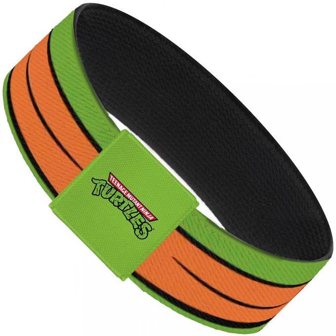 Elastic Bracelet - 1.0" - Classic TMNT Michaelangelo Eyes CLOSE-UP Green/Orange