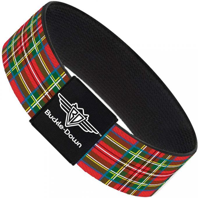 Buckle-Down Elastic Bracelet - Tartan Plaid Red/Green