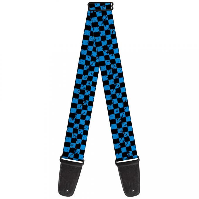 Guitar Strap - Checker Weathered Black/Turquoise