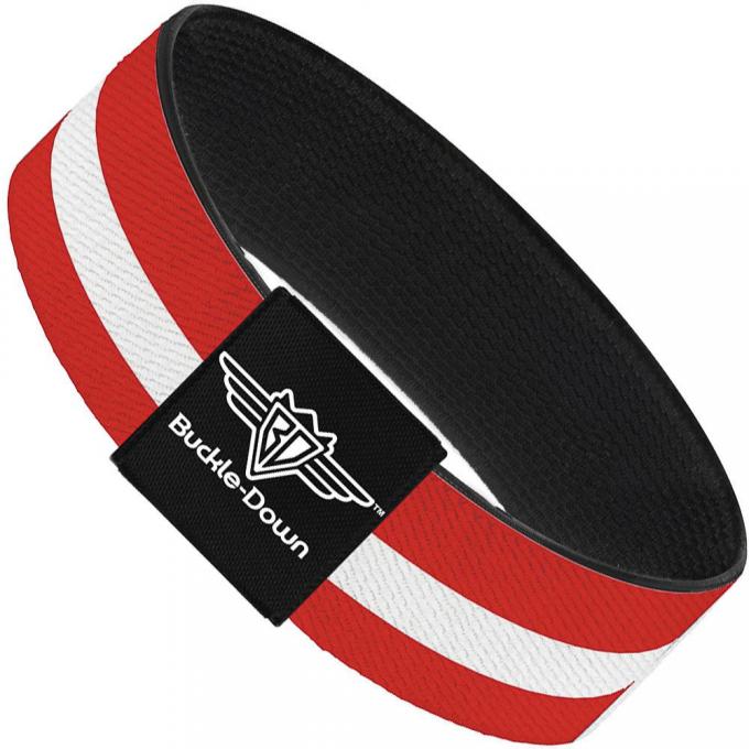 Buckle-Down Elastic Bracelet - Stripes Red/White/Red