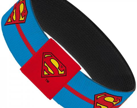 Elastic Bracelet - 1.0" - SUPERMAN Text/Stripe Blue/Red/Yellow
