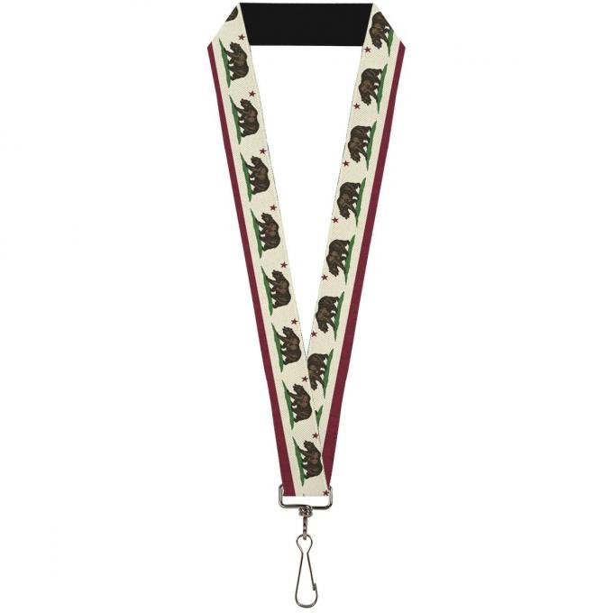 Buckle-Down Lanyard - California Flag Weathered White