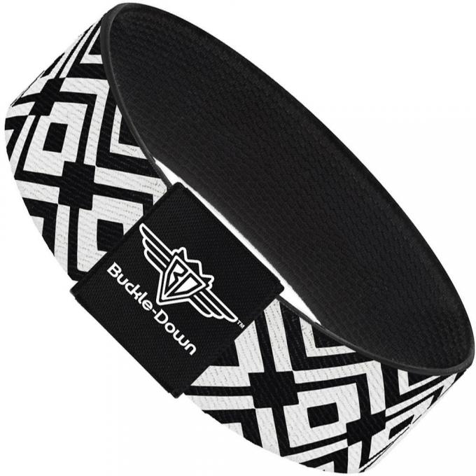 Buckle-Down Elastic Bracelet - Geometric Diamond2 Black/White/Black