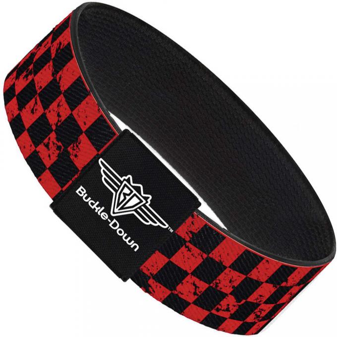 Buckle-Down Elastic Bracelet - Checker Weathered Black/Red