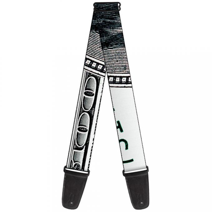 Guitar Strap - 100 Dollar Bill CLOSE-UP White/Black