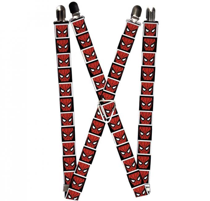 MARVEL COMICS
Suspenders - 1.0" - Spider-Man Face Black/White Blocks