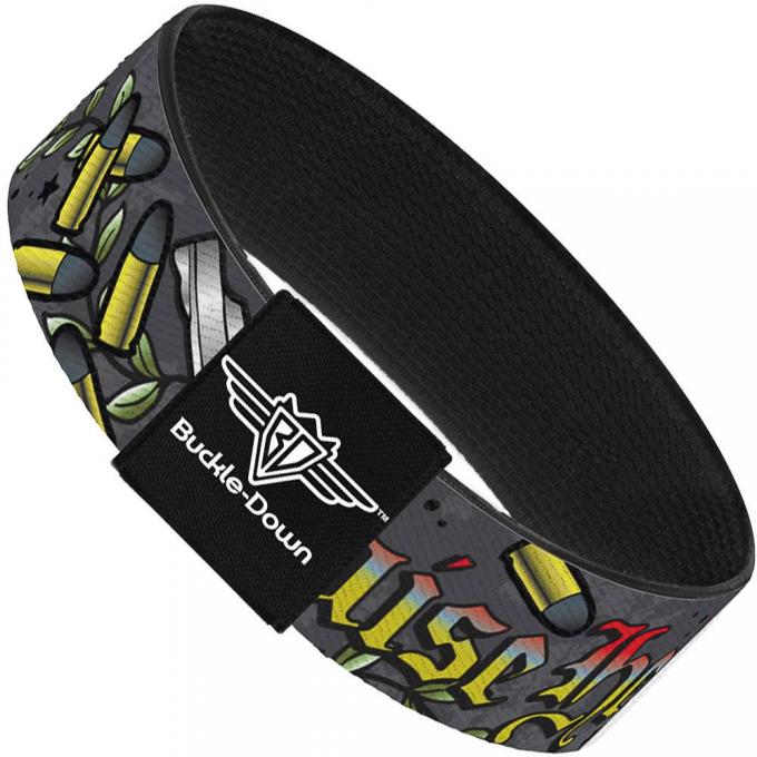 Buckle-Down Elastic Bracelet - Born to Raise Hell Gray