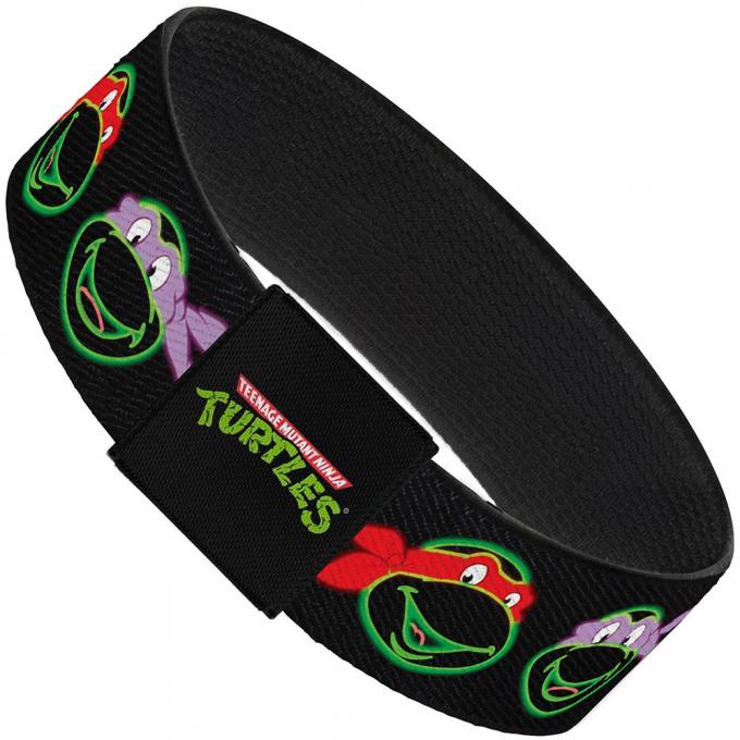 Elastic Bracelet - 1.0" - Classic TMNT Electric Expressions Black/Multi Neon