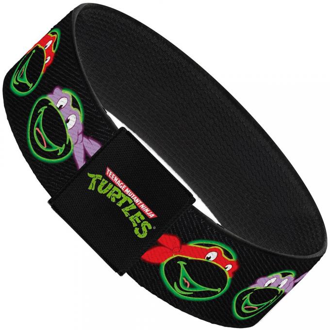 Elastic Bracelet - 1.0" - Classic TMNT Electric Expressions Black/Multi Neon