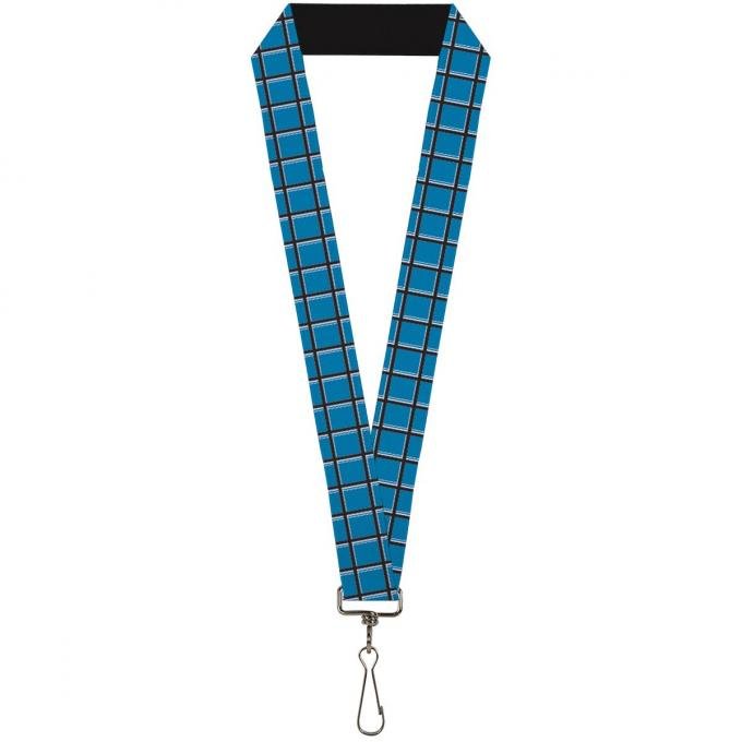 Buckle-Down Lanyard - Wire Grid Turquoise/Gray/White