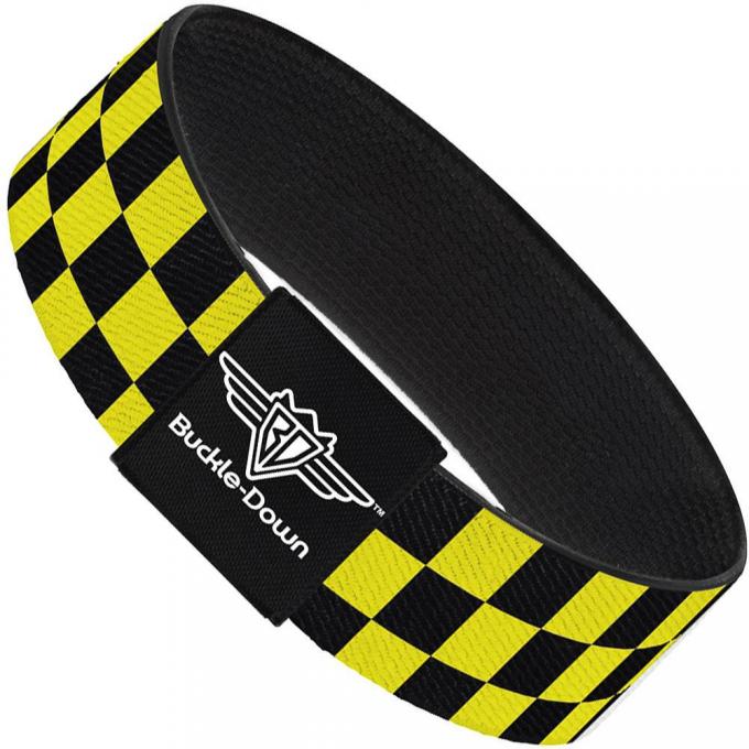 Buckle-Down Elastic Bracelet - Checker Black/Neon Yellow