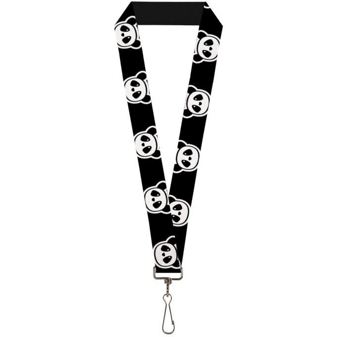 Buckle-Down Lanyard - Panda Bear Cartoon2 Black/White