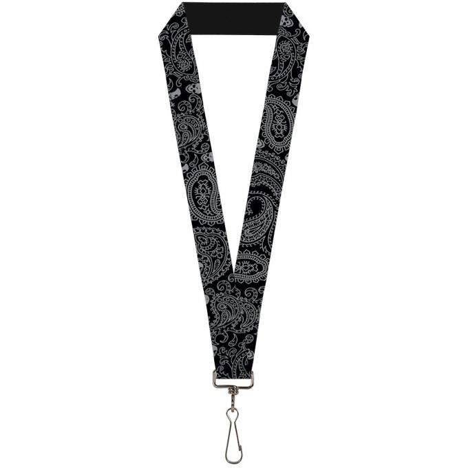 Buckle-Down Lanyard - Bandana/Skulls Black/Silver
