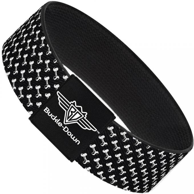 Buckle-Down Elastic Bracelet - Dog Bone Black/White