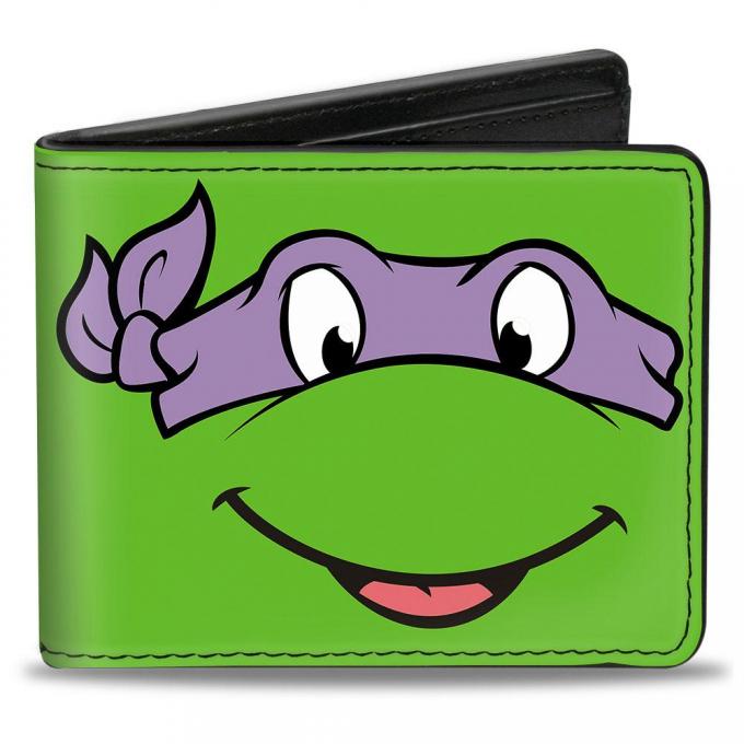 Bi-Fold Wallet - Classic TMNT Donatello Face CLOSE-UP Green/Purple