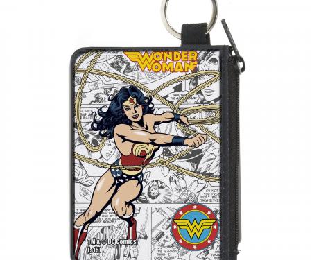 Canvas Zipper Wallet - MINI X-SMALL - WONDER WOMAN Lasso Action Pose/Logo/Comic Scenes