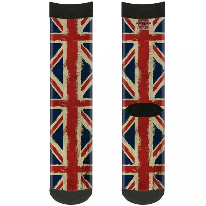 Sock Pair - Polyester - United Kingdom Flags Distressed Painting - CREW