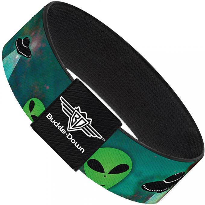Buckle-Down Elastic Bracelet - Aliens & UFO's Galaxy/Green/Black/White