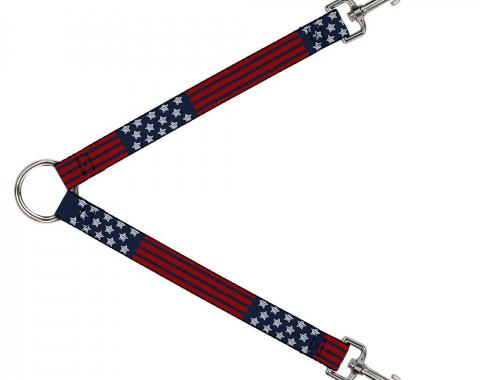 Dog Leash Splitter - Stars & Stripes2 Blue/White/Red
