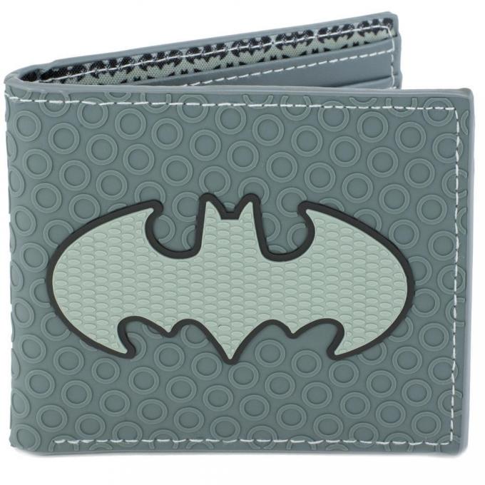 Rubber Wallet - Batman Icon + Text Badge