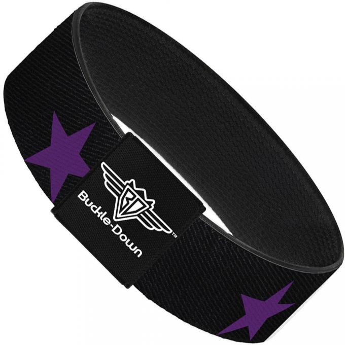 Buckle-Down Elastic Bracelet - Star Black/Purple