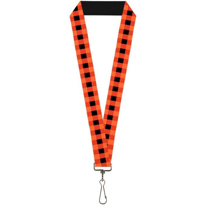 Buckle-Down Lanyard - Buffalo Plaid Black/Orange