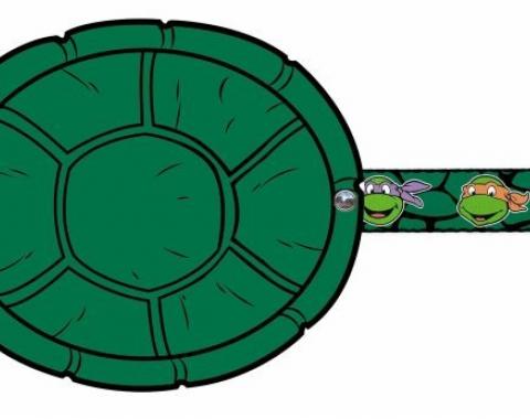 Dog Leash Cape - Turtle Shell Cape + Classic TMNT Turtle Faces Black/Green Turtle Shell