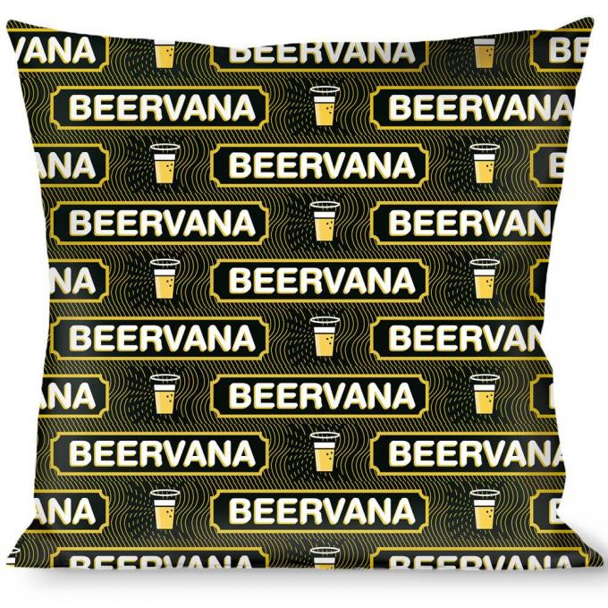 Buckle-Down Throw Pillow - Beer Pint/BEERVANA Rays/Waves Black/Olive