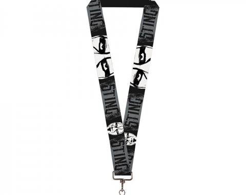 Lanyard - 1.0" - STING Face CLOSE-UP  Gray/Black/White