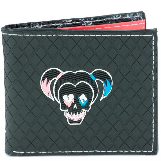 Rubber Wallet - Suicide Squad Harley Quinn Face + Text Badge