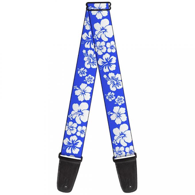 Guitar Strap - Hibiscus Blue/White