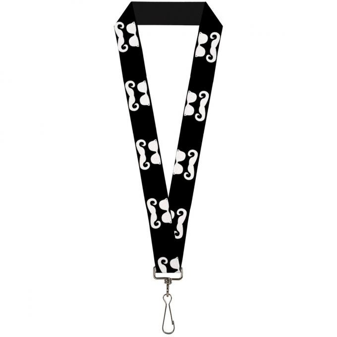 Buckle-Down Lanyard - Sunglasses & Mustache Black/White