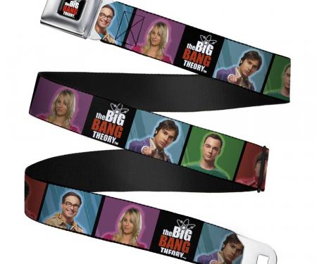 THE BIG BANG THEORY Full Color Black/White/Red Seatbelt Belt - The Big Bang Theory Character Blocks w/Logo Webbing