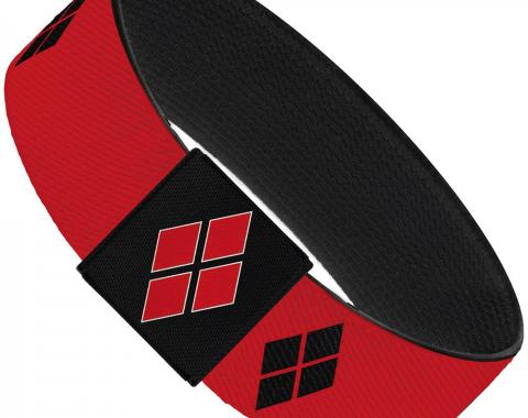 Elastic Bracelet - 1.0" - Harley Quinn Diamond Blocks2 Red/Black Black/Red