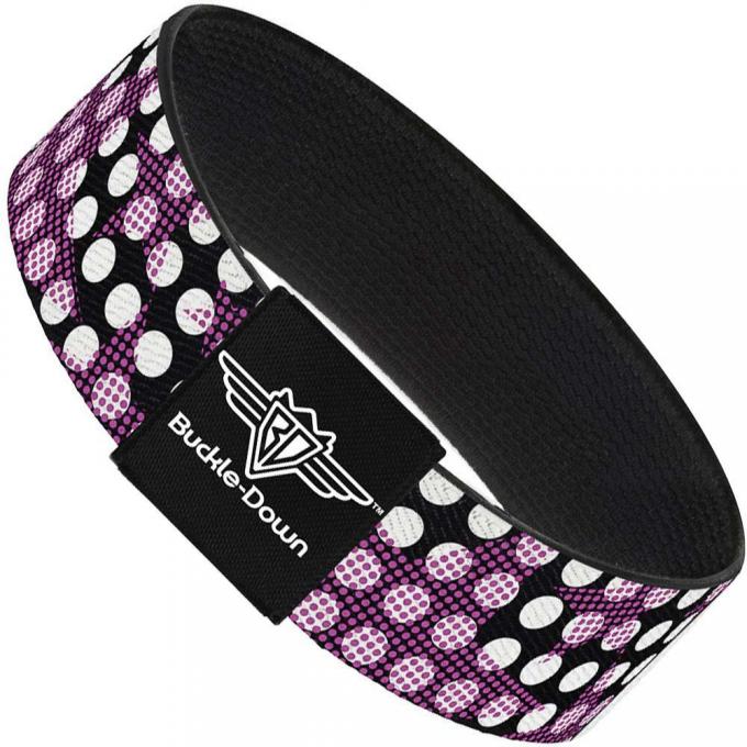 Buckle-Down Elastic Bracelet - Eighties Stars1 Black/White/Fuchsia