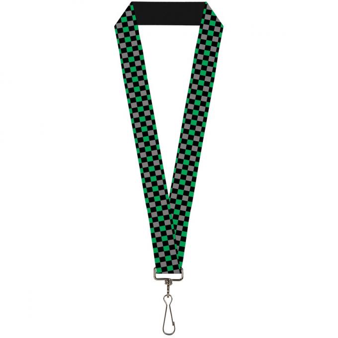 Buckle-Down Lanyard - Mini Checker Black/Gray/3 Green