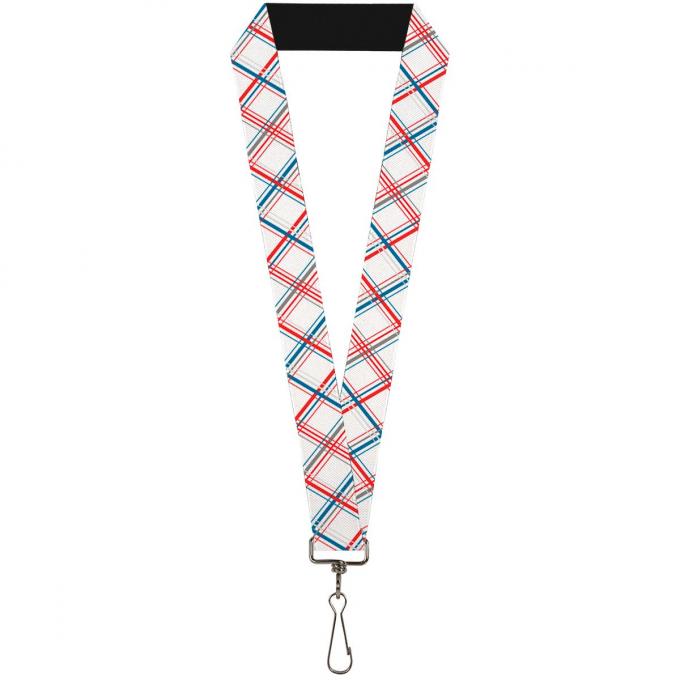 Buckle-Down Lanyard - Plaid X White/Red/Turquoise/Gray