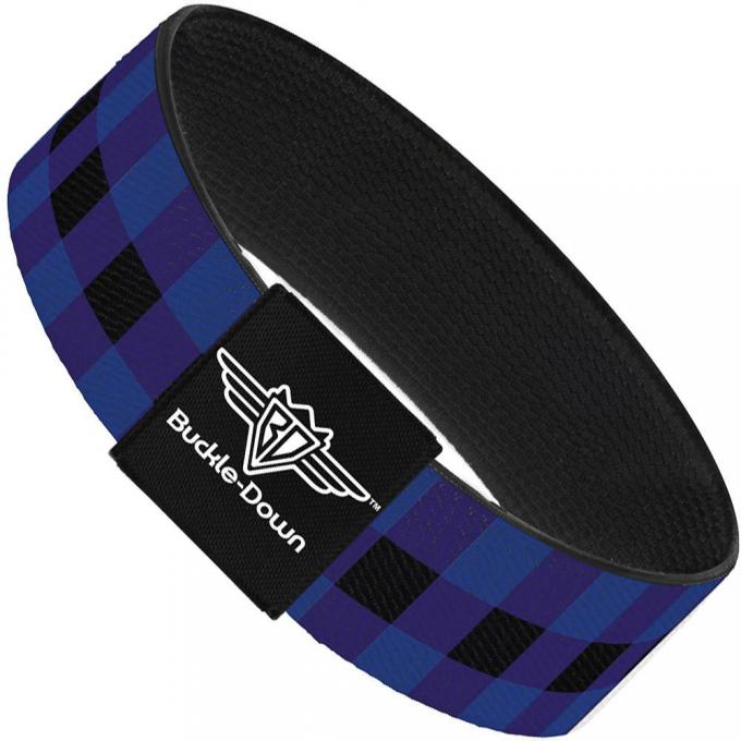 Buckle-Down Elastic Bracelet - Buffalo Plaid Black/Blue