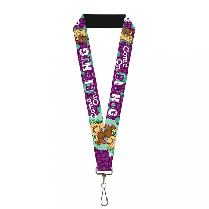 Lanyard - 1.0" - Norbert Hugging Daggett COME ON, BRO HUG Purples/Teal/White