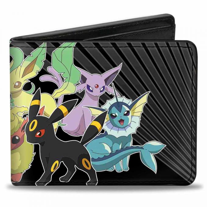 Bi-Fold Wallet - Eevee Evolution POKEMON Rays Black/Grays