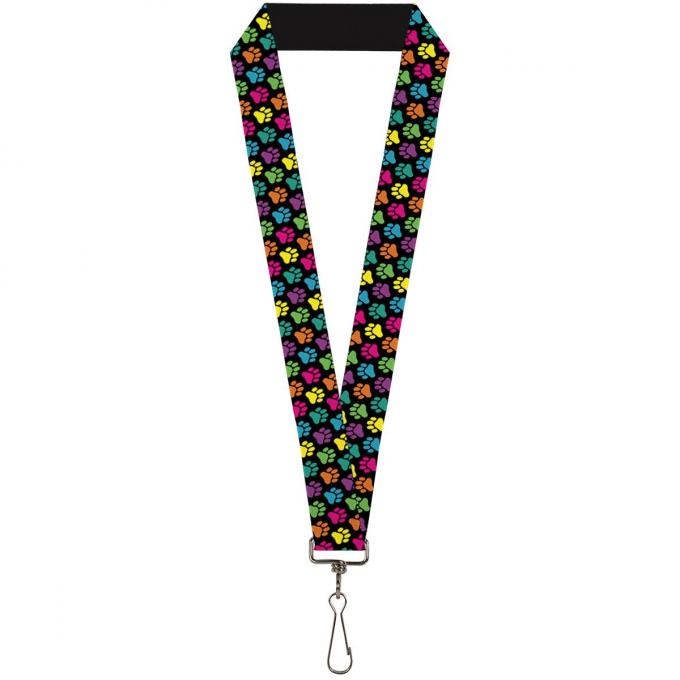 Buckle-Down Lanyard - Paw Print Black/Multi Color