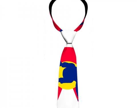 Buckle-Down Necktie - Colorado Flag/Snowboarder Blue/White/Red/Yellow
